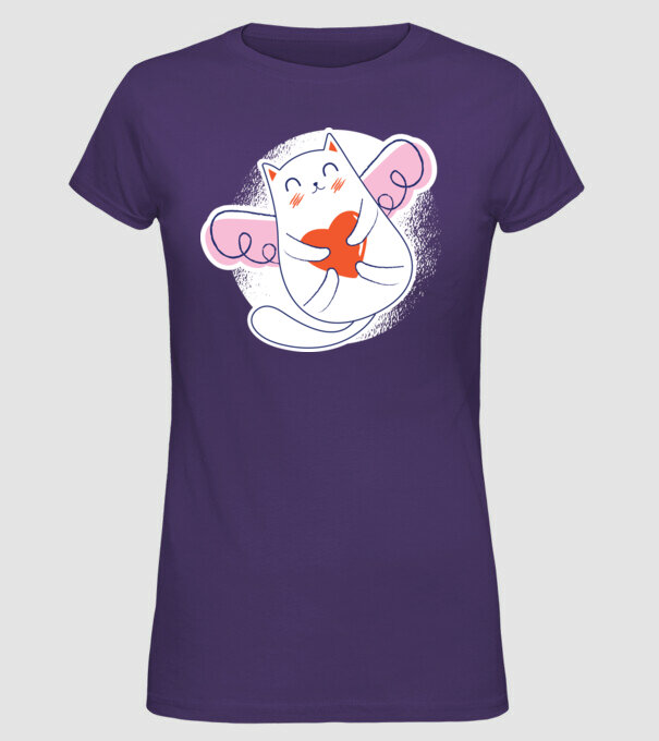 Pisică Valentin model mov pe tricou