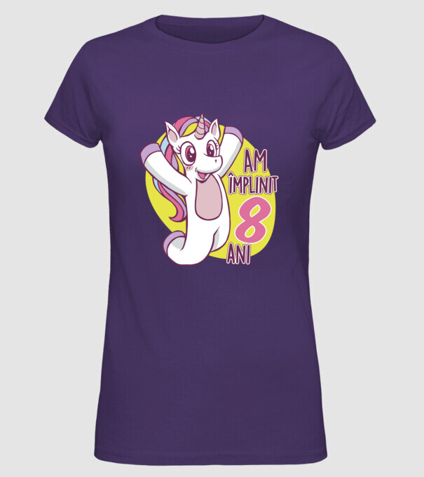 Am împlinit 8 ani model mov pe tricou