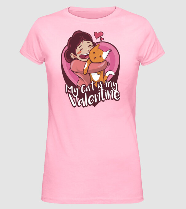 'Pisica mea este dragostea mea Tricou drăguț pentru Valentine''s Day' model roz deschis pe tricou