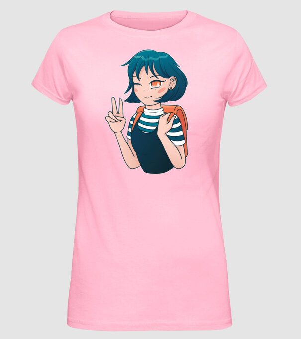 Anime fată model roz deschis pe tricou