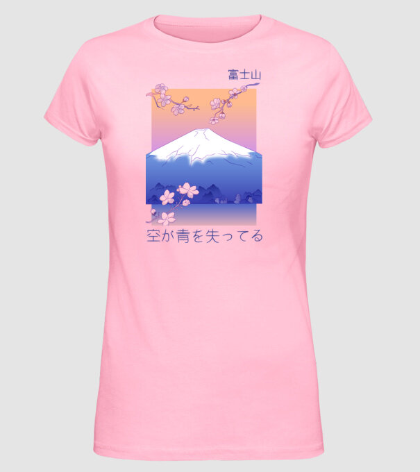 Anime Vaporwave munte model roz deschis pe tricou