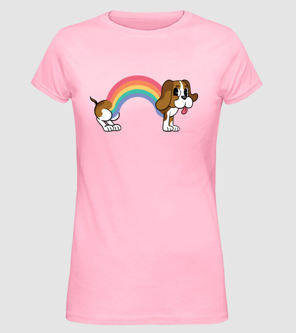 Beagle curcubeu model roz deschis pe tricou