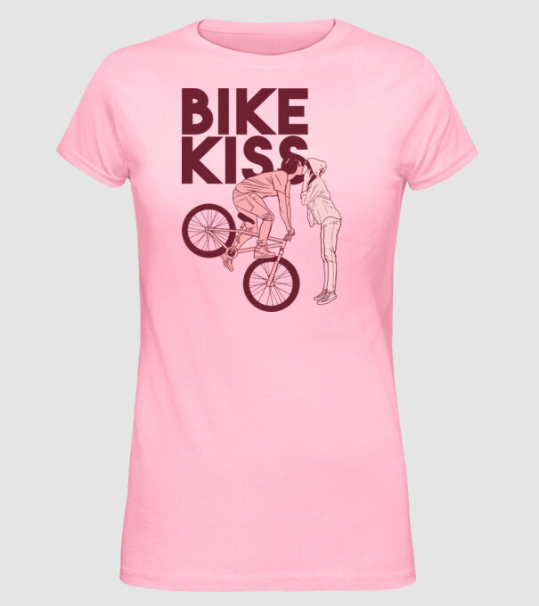Pupici cu bicicletă model roz deschis pe tricou