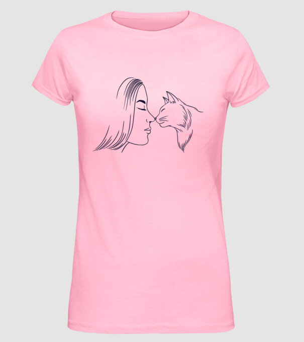 Dragoste Pisică model roz deschis pe tricou