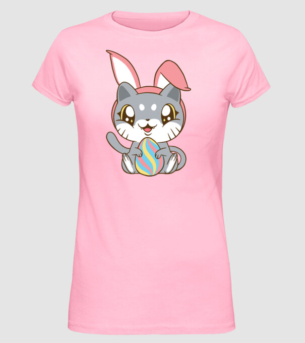 Pisicuță drăguță de Paște model roz deschis pe tricou