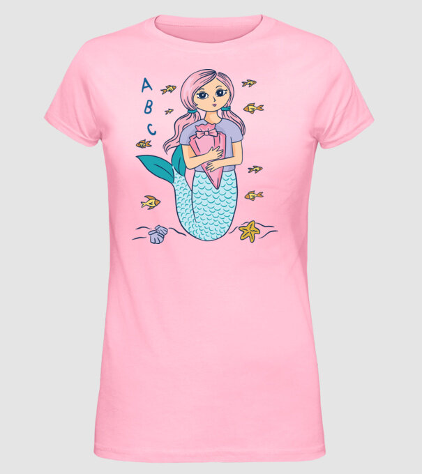 Sirenă Școlăriță drăguță model roz deschis pe tricou