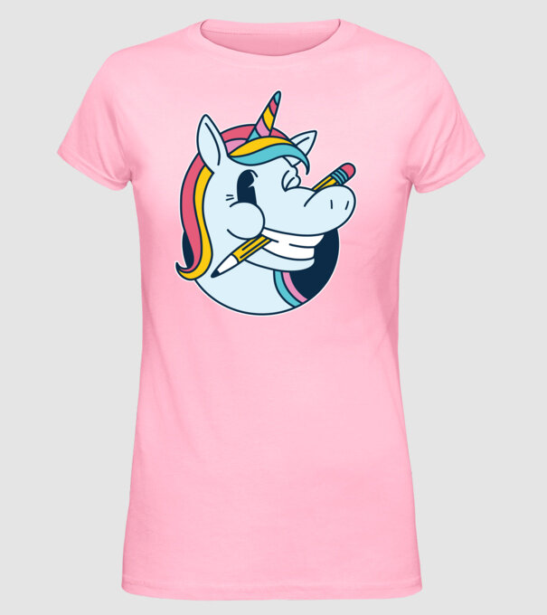 Elev Unicorn drăguț model roz deschis pe tricou