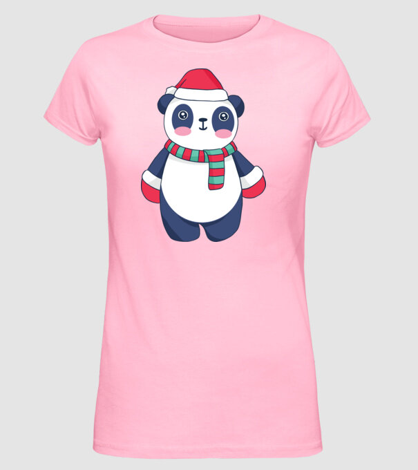 Panda drăguț de Crăciun model roz deschis pe tricou
