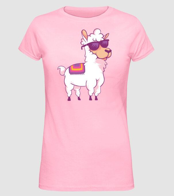 Llama drăguț model roz deschis pe tricou