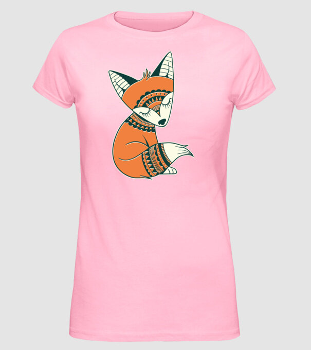 Vulpe drăguță model roz deschis pe tricou