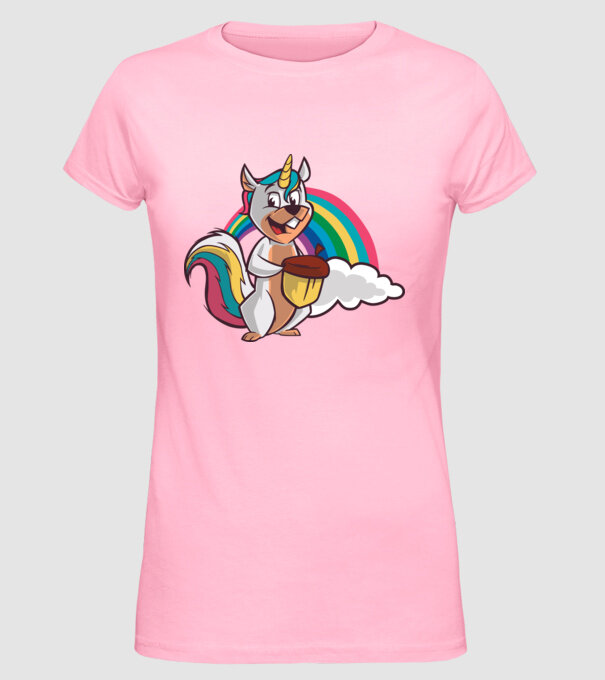 Unicorn drăguț Veveriță model roz deschis pe tricou