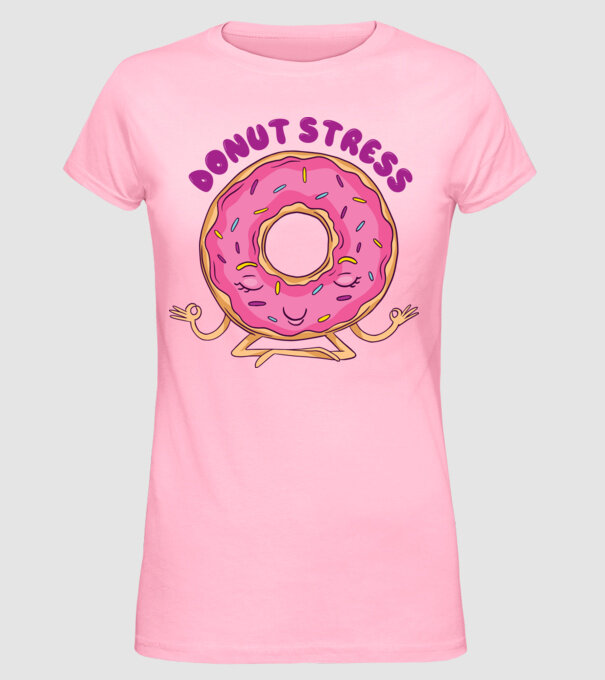 Donut Stress Gogoașă model roz deschis pe tricou