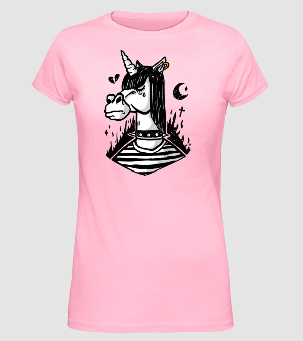 Emo unicorn model roz deschis pe tricou