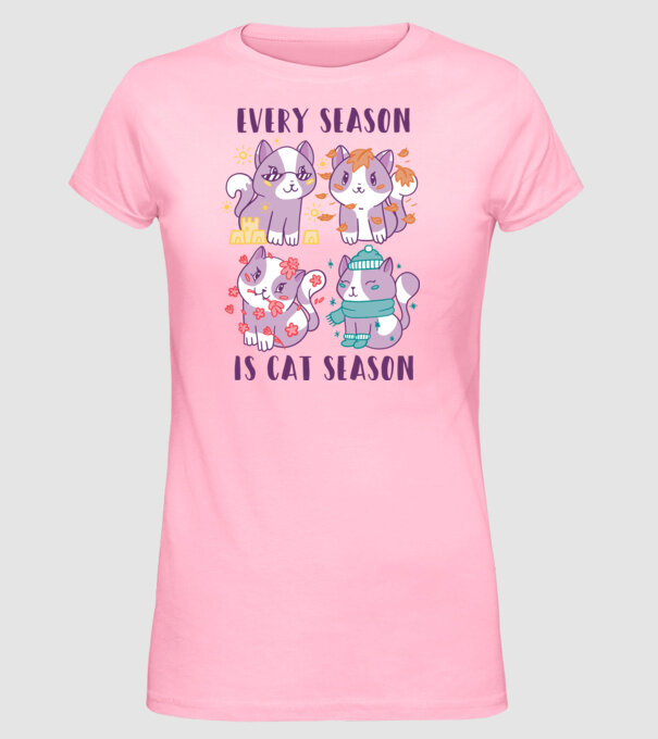 Every Season is Cat Season model roz deschis pe tricou