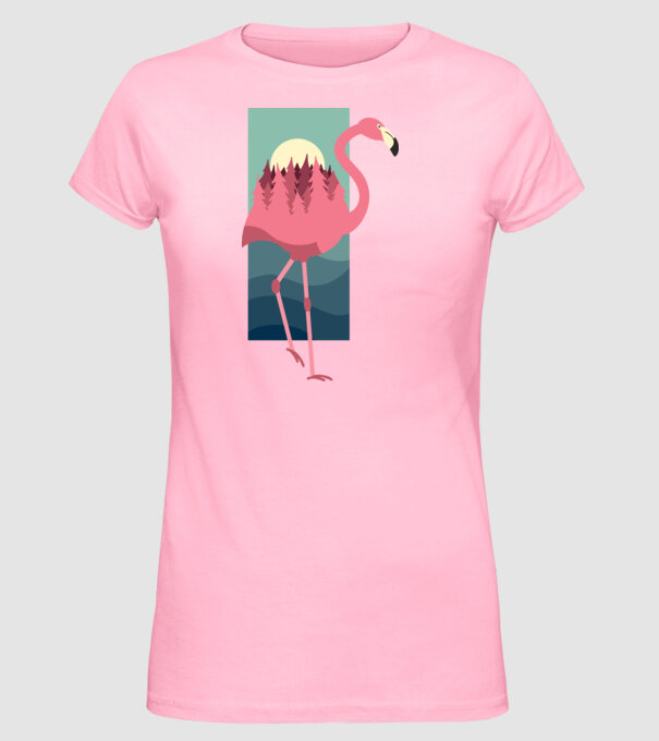 Flamingo Design model roz deschis pe tricou