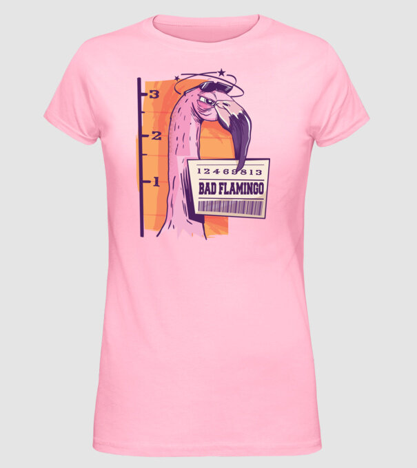 Flamingo arestat amuzant model roz deschis pe tricou