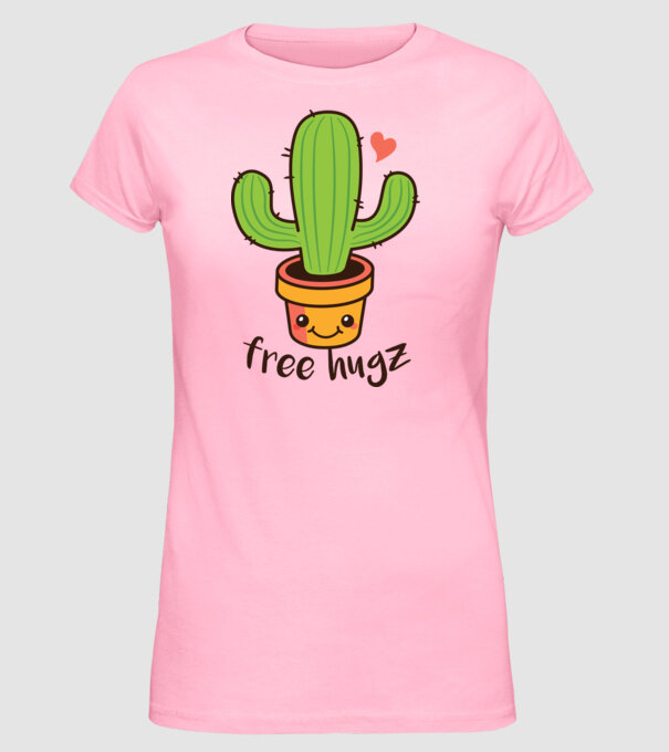 Free Hugz tricou amuzant Cactus model roz deschis pe tricou