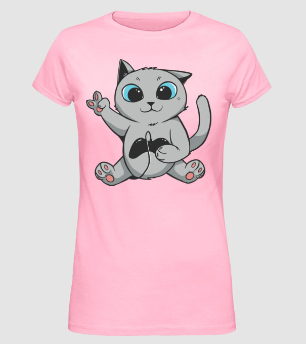 Pisică Gamer model roz deschis pe tricou