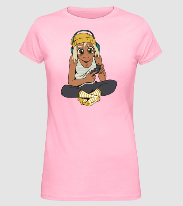 Fată Gamer model roz deschis pe tricou