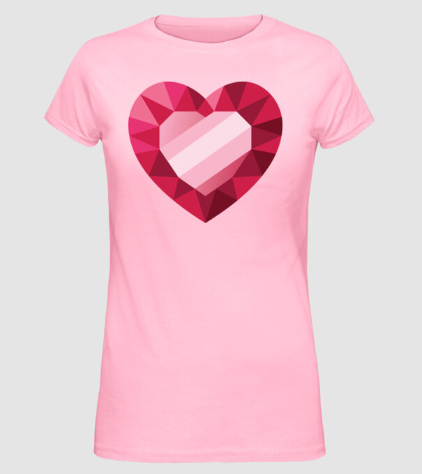 Inimă diamant model roz deschis pe tricou