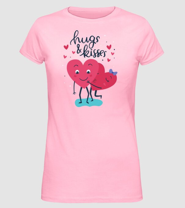 'Hugs and Kisses Tricou drăguț pentru Valentine''s Day' model roz deschis pe tricou