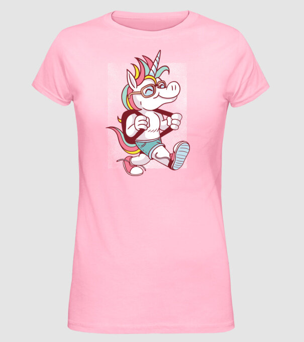 Unicorn școlar model roz deschis pe tricou