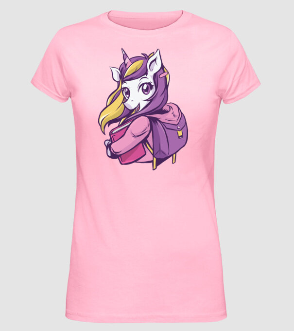 Școlăriță Unicorn model roz deschis pe tricou