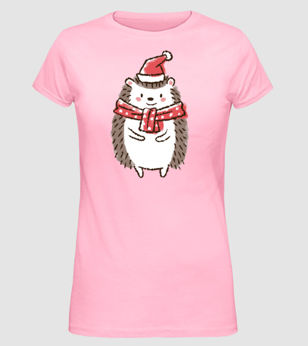 Arici de Crăciun model roz deschis pe tricou