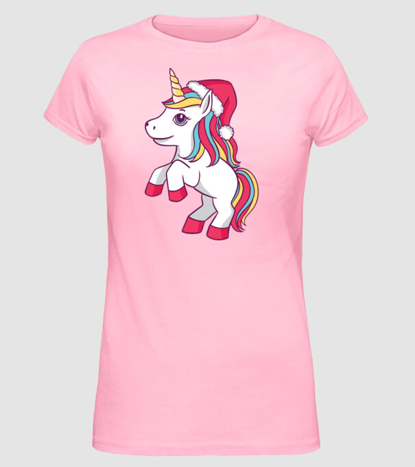 Unicorn de Crăciun model roz deschis pe tricou