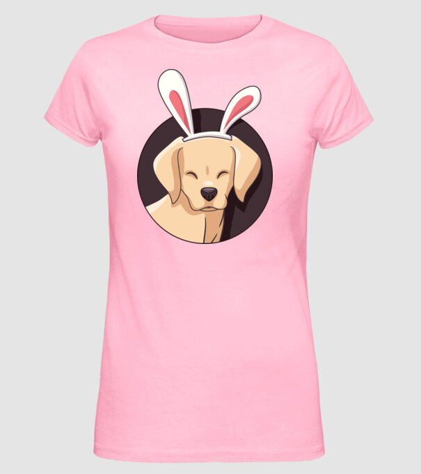 Iepuraș Labrador pentru Paște model roz deschis pe tricou