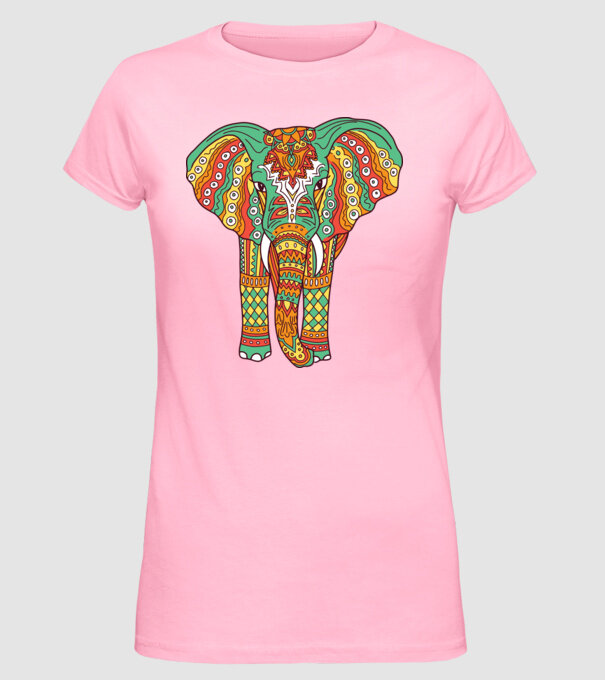 Mandala Elefant model roz deschis pe tricou
