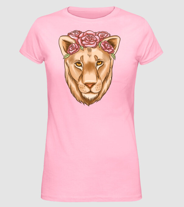 Doamnă leu model roz deschis pe tricou