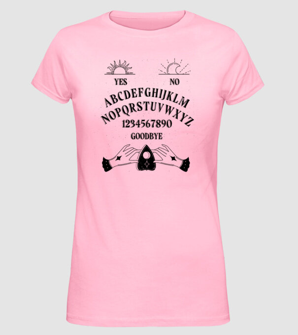 Motiv Ouija model roz deschis pe tricou