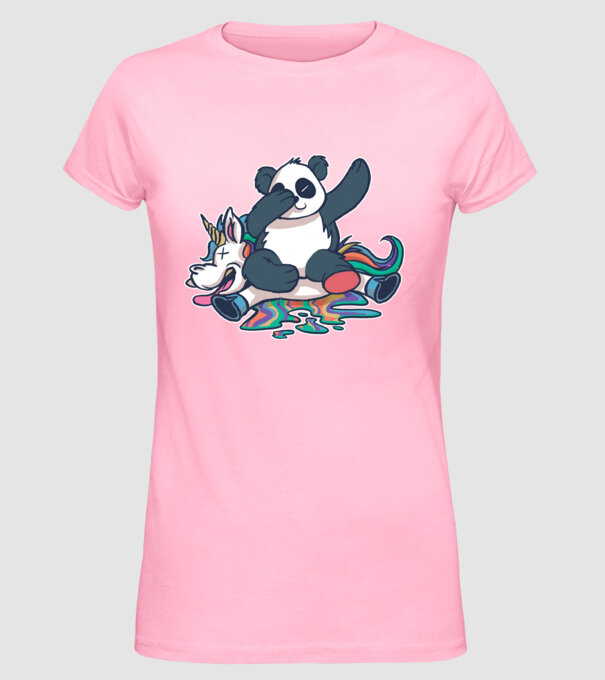 Panda DAB Unicorn model roz deschis pe tricou