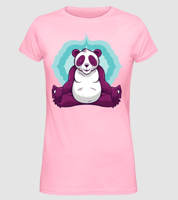 Panda Meditație model roz deschis pe tricou
