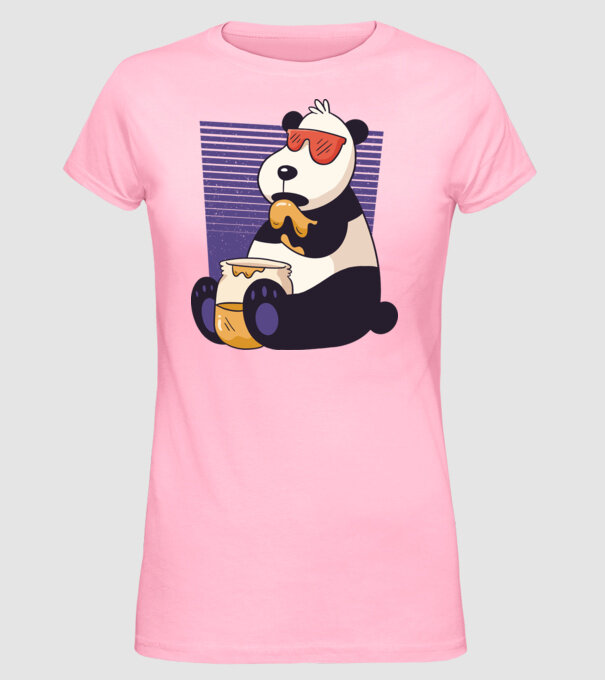 Panda cu miere model roz deschis pe tricou