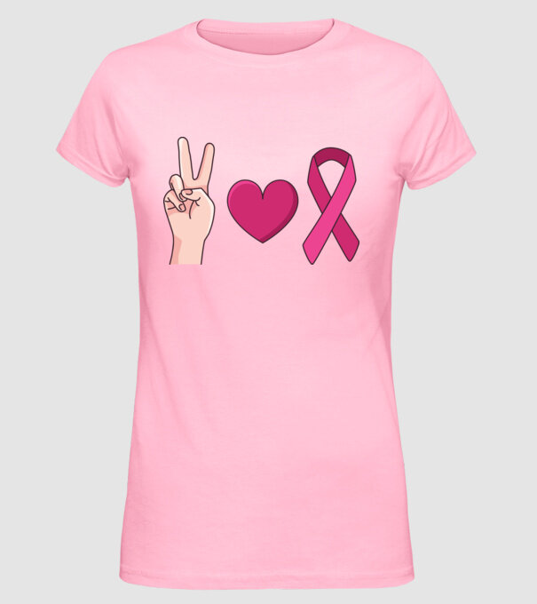 Peace Love lupta împotriva cancerului de sân model roz deschis pe tricou