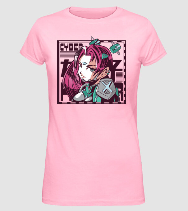 Anime fată Sci-fi model roz deschis pe tricou