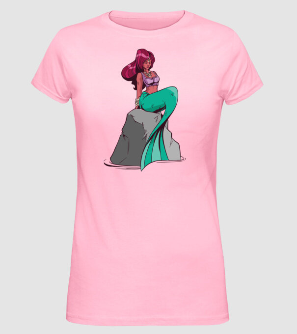 Sirenă model roz deschis pe tricou