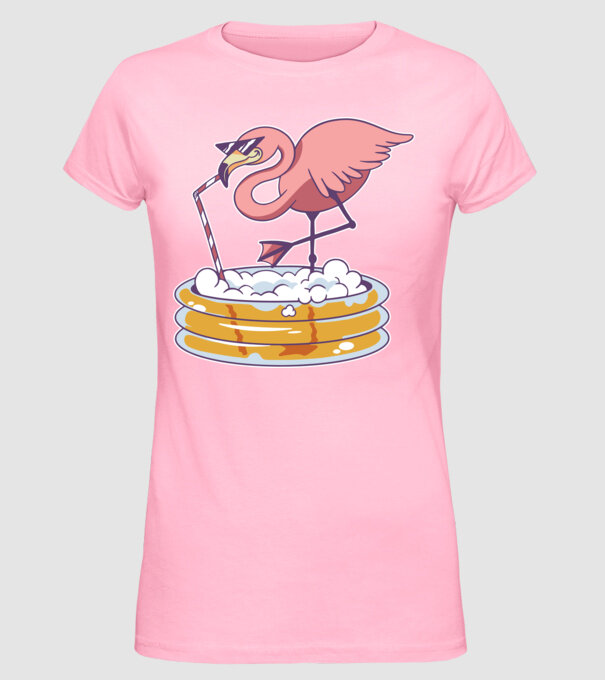 Flamingo cu bere model roz deschis pe tricou