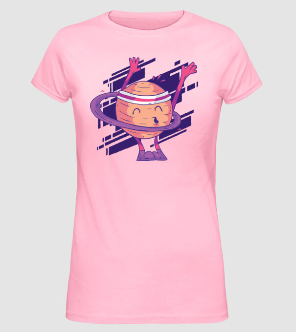 Cerc Hula-Hoop Saturn model roz deschis pe tricou