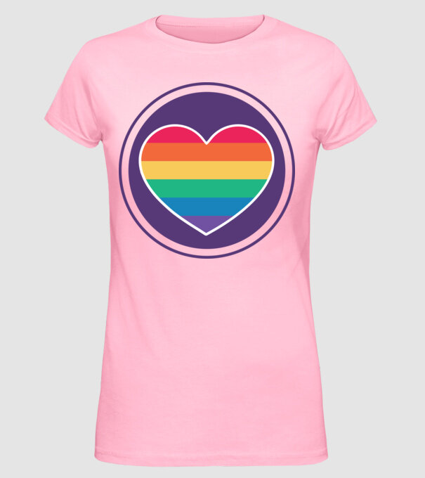 Inimă curcubeu model roz deschis pe tricou