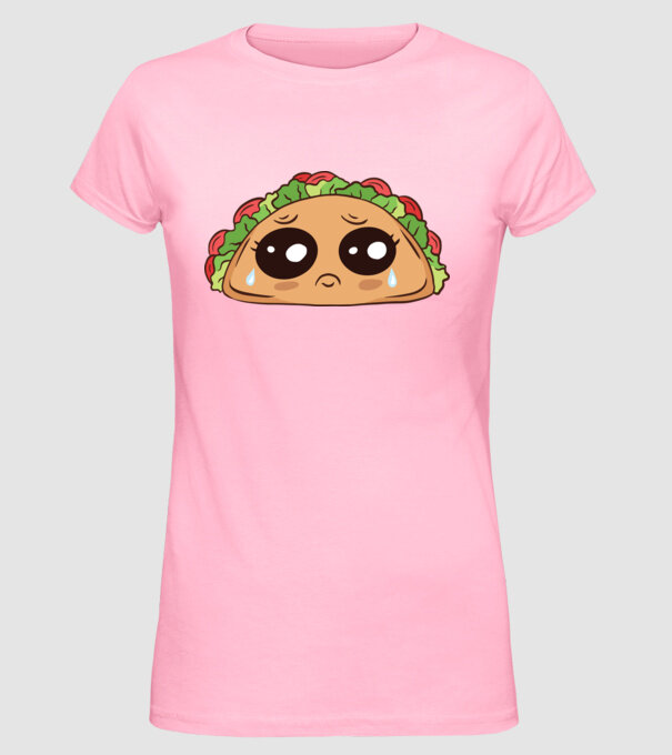 Taco trist model roz deschis pe tricou