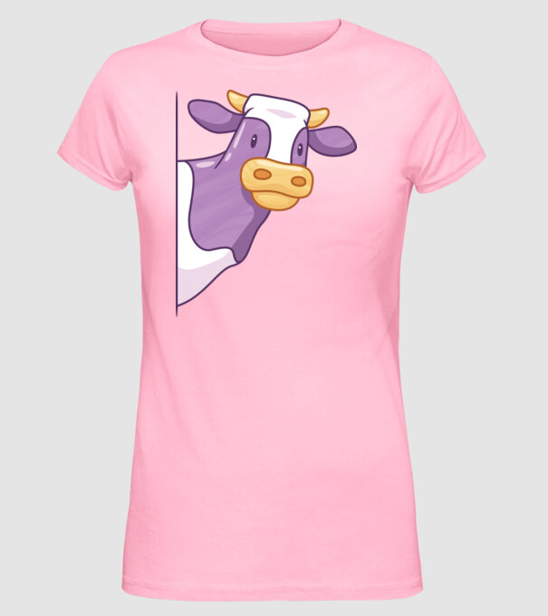 Vacă model roz deschis pe tricou