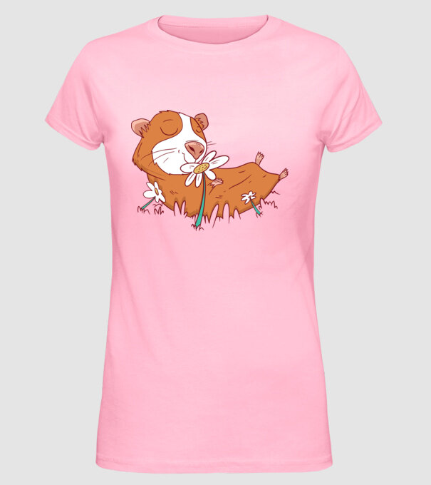 Porcușor de Guineea pe câmp model roz deschis pe tricou