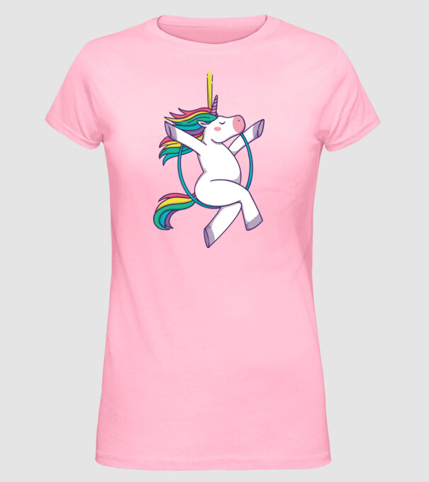 Unicorn pe cerc model roz deschis pe tricou