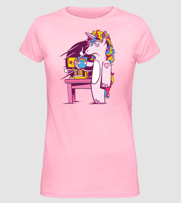 Unicorn Cafea model roz deschis pe tricou