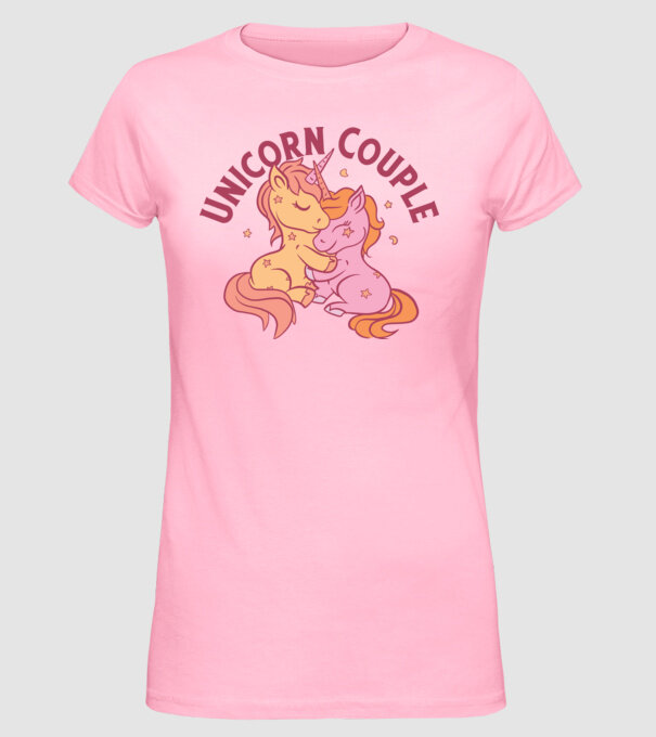 Pereche Unicorn model roz deschis pe tricou