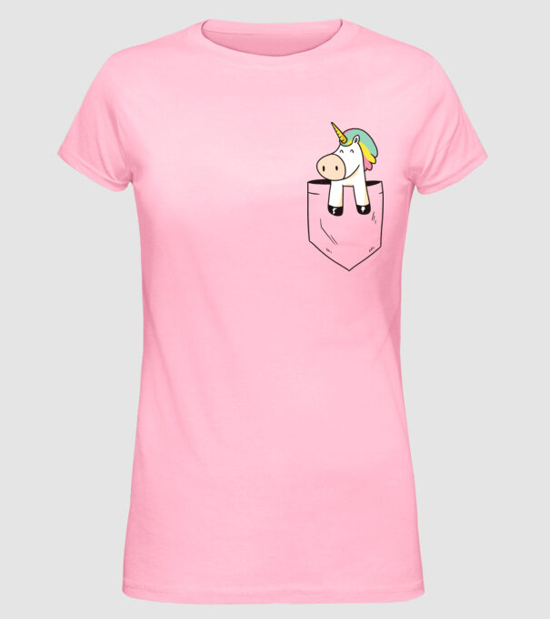 Unicorn Buzunar model roz deschis pe tricou