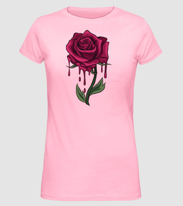 Trandafir sângerând model roz deschis pe tricou